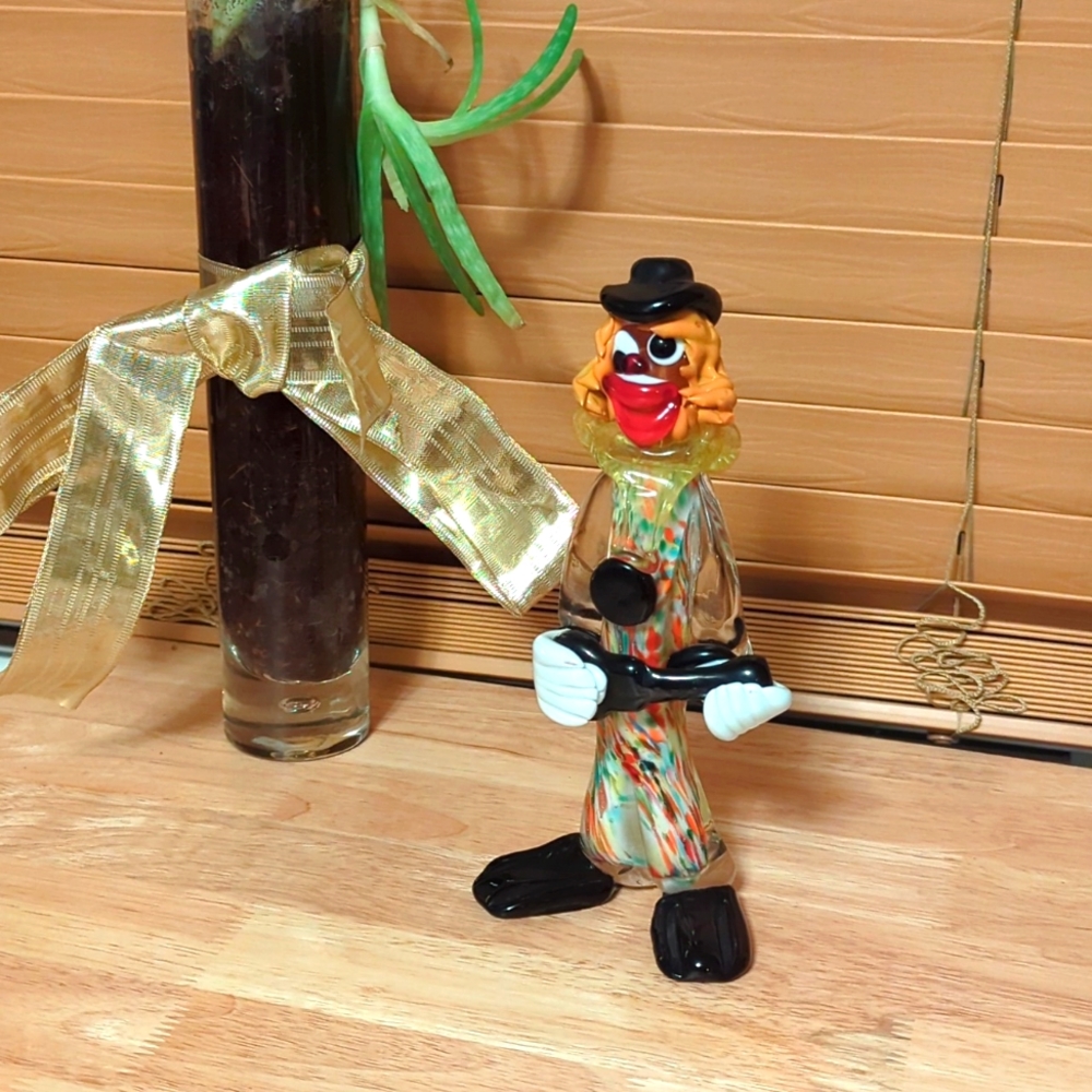 Rare HTF Vintage 💎 Murano, Italy 🤡 hand-blown VENETIAN GLASS CLOWN 🤡 pristine
